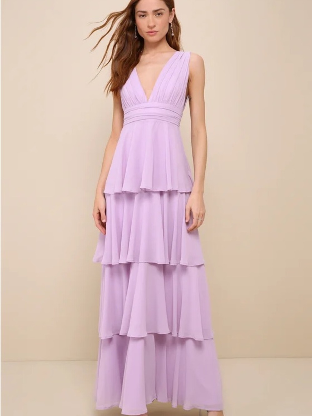 Lulu's Lavender Tiered Maxi Dress